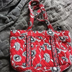 Vera Bradley Red Floral Over Shoulder tote bag.